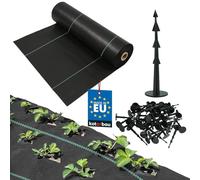 KOTARBAU® Fieltro para malas hierbas - 70 g/m² - para jardín - 0,6 x 100 m - con anclaje de tierra - negro - PP - Fieltro de jardín - Malla para malas hierbas permeable al agua