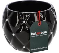 KOTARBAU® Glamour - Macetero cuadrado de cerámica de 14 x 14 x 13 cm con circonitas, color blanco, para plantas de interior, Negro , ⌀ 15 cm, Glamoroso
