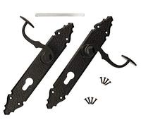 KOTARBAU® Herraje para puerta de cilindro de perfil forjado, 72 mm, color negro antiguo