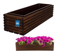 KOTARBAU® Jardinera de madera con maceta interior para balcón, color antracita, marrón, 64 x 20 x 14 cm, Casual