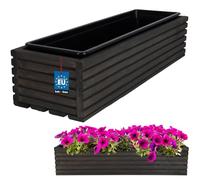 KOTARBAU Jardinera de madera de 64 x 20 cm con maceta interior para balcón, color antracita, para balcón, maceta, macetero, macetero, macetero, balcón, jardín, terraza, caja con inserto