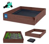 KOTARBAU® Jardinera de madera para flores 120 x 100 x 18 cm Impregnadas Marrón, marrón, 120 x 120 x 18 cm