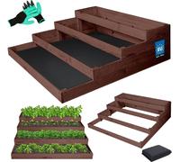 KOTARBAU Jardinera elevada para jardín, caja de cultivo de 120 x 120 cm + guantes con garras marrón impregnado jardinera jardinera marco de palés de plantas torre de bancal elevado, kit de jardinera