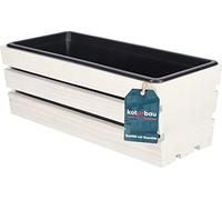 KOTARBAU® Jardinera Exterior, Maceta Balcon, con Inserto de Plástico | Macetero Rectangular Exterior, 40 x 18 x 15 cm, Jardinera Balcon, para Terraza, Madera, Blanco