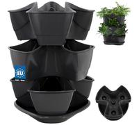 KOTARBAU® Jardinera Vertical apilable, Maceta para Vegetales, Hierbas y suculentas 40x30 cm, Sistema de plantación Modular Interior y Exterior, Macetas modulares de plástico, Maceta Triple Antracita
