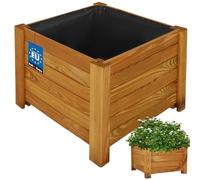 KOTARBAU® Jardineras Exterior - Macetas Exterior - Madera de Pino - 38 x 38 x 30 cm - Roble - Macetero Rectangular - Grande - Macetero con Patas - con Velo Antimaleza - Decorativo
