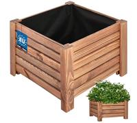 KOTARBAU® Jardineras Exterior - Macetas Exterior - Madera de Pino - 38 x 38 x 30 cm - Rústico - Macetero Rectangular - Grande - Macetero con Patas - con Velo Antimaleza - Decorativo
