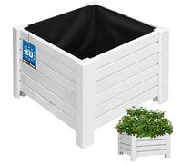 KOTARBAU® Jardineras Exterior - Macetas Exterior - Madera de Pino - 38 x 38 x 30 cm - Rústico - Macetero Rectangular - Grande - Macetero con Patas - con Velo Antimaleza - Decorativo