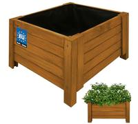 KOTARBAU® Jardineras Exterior - Macetas Exterior - Madera de Pino - 50 x 50 x 30 cm - Roble - Macetero Rectangular - Grande - Macetero con Patas - con Velo Antimaleza - Decorativo