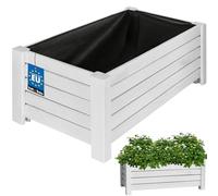 KOTARBAU® Jardineras Exterior - Macetas Exterior - Madera de Pino - 60 x 33 x 25 cm - Rústico - Macetero Rectangular - Grande - Macetero con Patas - con Velo Antimaleza - Decorativo