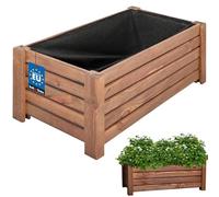 KOTARBAU® Jardineras Exterior - Macetas Exterior - Madera de Pino - 60 x 33 x 25 cm - Rústico - Macetero Rectangular - Grande - Macetero con Patas - con Velo Antimaleza - Decorativo