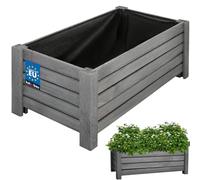 KOTARBAU® Jardineras Exterior - Macetas Exterior - Madera de Pino - 60 x 33 x 25 cm - Rústico - Macetero Rectangular - Grande - Macetero con Patas - con Velo Antimaleza - Decorativo