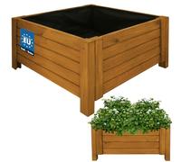 KOTARBAU® Jardineras Exterior - Macetas Exterior - Madera de Pino - 60 x 60 x 30 cm - Roble - Macetero Rectangular - Grande - Macetero con Patas - con Velo Antimaleza - Decorativo
