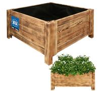 KOTARBAU® Jardineras Exterior - Macetas Exterior - Madera de Pino - 60 x 60 x 30 cm - Rústico - Macetero Rectangular - Grande - Macetero con Patas - con Velo Antimaleza - Decorativo