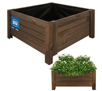 KOTARBAU® Jardineras Exterior - Macetas Exterior - Madera de Pino - 60 x 60 x 30 cm - Rústico - Macetero Rectangular - Grande - Macetero con Patas - con Velo Antimaleza - Decorativo
