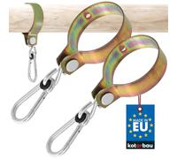 KOTARBAU® Juego de 2 Ganchos Redondos con Mosqueton 100 mm Gancho Oscilante Gancho para Columpio Jardin Sillas Colgantes Hamaca Jardin Gancho para Colgar Galvanizado Dorado