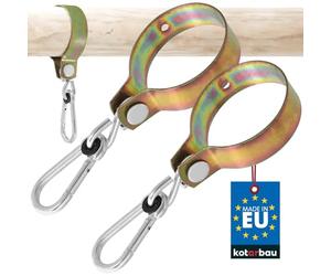 KOTARBAU® Juego de 2 Ganchos Redondos con Mosqueton 100 mm Gancho Oscilante Gancho para Columpio Jardin Sillas Colgantes Hamaca Jardin Gancho para Colgar Galvanizado Dorado