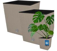 KOTARBAU® Juego de 2 macetas de 64 l, altura: 40 cm, de plástico, con maceta interior, juego de macetas como maceta de ratán para interior y exterior