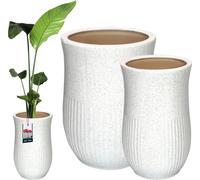 KOTARBAU® Juego de 2 macetas de cerámica, diámetro 23 cm / 31 cm, color blanco, estilo terrazzo. Macetas decorativas para plantas de interior, macetas de cerámica, macetas decorativas de cerámica, mac