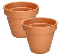 KOTARBAU® Juego de 2 macetas de Terracota con Borde 17 cm para Interiores y Exteriores, Tiesto para Plantas, Arcilla de Terracota, Maceta para balcón o jardín, Cerámica sin esmaltar