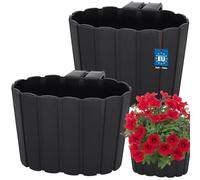 KOTARBAU® Juego de 2 maceteros colgantes - 20 x 14 cm altura: 13 cm antracita - Maceta de plástico - Maceta grande para exterior - Jardinera para balcón - Maceta colgante para balcón