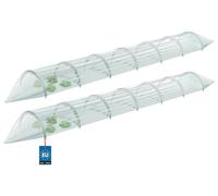 KOTARBAU®: Juego de 2 túneles de plástico bajos, de 360 x 30 cm. Mini invernadero, invernadero de plástico, lámina para invernadero + arcos. Robusto y duradero, PVC, color verde
