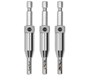 KOTARBAU® - Juego de 3 brocas con bisagras autocentradas, acero HSS, juego de 3 piezas, 2 mm, 2,8 mm, 3,6 mm, vástago hexagonal 1/4"