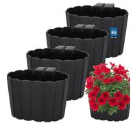 KOTARBAU® Juego de 4 macetas colgantes - Macetas - 20 x 14 cm altura: 13 cm antracita - Maceta de plástico - Macetas grandes para exterior - Jardinera Balcón Barandilla - Maceta colgante para balcón