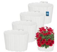 KOTARBAU® Juego de 4 macetas colgantes - Macetas - 20 x 14 cm altura: 13 cm blanco - Maceta de plástico - Macetas grandes para exterior - Jardinera Balcón Barandilla - Maceta colgante para balcón