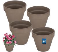 KOTARBAU® Juego de 4 macetas de Terracota con Borde 11 cm para Interiores y Exteriores, Tiesto para Plantas, Arcilla de Terracota, Maceta para balcón o jardín, Cerámica sin esmaltar, Rústica, Beige