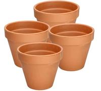 KOTARBAU® Juego de 4 macetas de Terracota con Borde 15 cm para Interiores y Exteriores, Tiesto para Plantas, Arcilla de Terracota, Maceta para balcón o jardín, Cerámica sin esmaltar