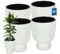 KOTARBAU® Juego de 4 Macetas Decorativas Interior Macetero ⌀39cm con Cubeta Interior Maceta Plastico Jardineras Exterior A: 49 cm Blanco
