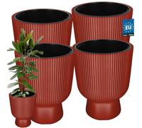 KOTARBAU® Juego de 4 Macetas Decorativas Interior Macetero ⌀39cm con Cubeta Interior Maceta Plastico Jardineras Exterior A: 49 cm Cobre