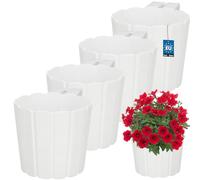 KOTARBAU® Juego de 4 maceteros colgantes - 15 cm de alto x 13 cm de alto - Color blanco - Maceta de plástico grande para exterior - Jardinera para balcón - Maceta colgante para balcón