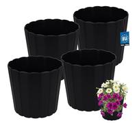 KOTARBAU Juego de 4 maceteros - Maceta - 24 cm de alto x 22 cm - antracita - Plástico - Maceta para plantas de interior - Macetas grandes - Exterior - Maceta - Maceta - Jardinera - Jardinera