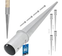 KOTARBAU® Juego de 4 Soporte Poste Madera - Acero Galvanizado - ⌀ 80 mm - Plata - Soporte para Clavar en Tierra - Piqueta para Poste - Redondo Base