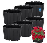 KOTARBAU® Juego de 6 macetas colgantes - 20 x 14 cm altura: 13 cm antracita - Maceta de plástico - Maceta grande para exterior - Jardinera para balcón - Maceta colgante para balcón