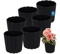 KOTARBAU Juego de 6 maceteros - Maceta - 17 cm de alto x 15 cm - antracita - Plástico - Maceta para plantas de interior - Macetas grandes - Exterior - Maceta - Maceta - Jardinera - Jardinera
