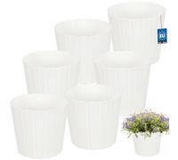 KOTARBAU Juego de 6 maceteros - Maceta - 20 cm de alto x 18 cm - Color blanco - Plástico - Maceta para plantas de interior - Macetas grandes - Exterior - Maceta - Jardinera - Jardinera - Jardinera