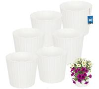 KOTARBAU Juego de 6 maceteros - Maceta - 24 cm de alto x 22 cm - Color blanco - Plástico - Maceta para plantas de interior - Macetas grandes - Exterior - Maceta - Jardinera - Jardinera - Jardinera