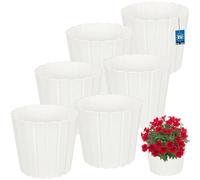 KOTARBAU Juego de 6 maceteros - Maceta - 29 cm de alto x 27 cm - Color blanco - Plástico - Maceta para plantas de interior - Macetas grandes - Exterior - Maceta - Jardinera - Jardinera - Jardinera
