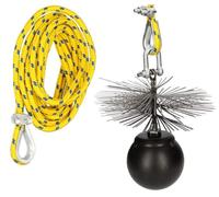 KOTARBAU, juego de cepillos para chimeneas, para todas las dimensiones. Incluye cepillo para chimenea, cuerda para tirar, 200 mm de longitud, 12 metros