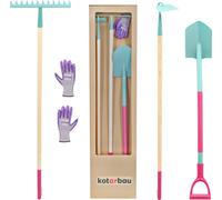KOTARBAU® Juego de Herramientas de jardín: azada, rastrillo, Pala y Guantes, Set de 4 Herramientas de jardinería y huerto, Kit jardinería, Herramientas de Acero