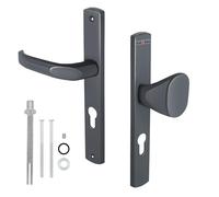 KOTARBAU® Juego de Manija y Pomo 72 mm Manija de Puerta Cilíndrica de Perfil de Aluminio Manija de Puerta de Aluminio Manija de Puerta de Aluminio Montaje de Puerta Placa Larga Antracita Manija de