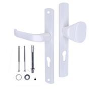 KOTARBAU® Juego de Manilla y pomo para Puerta, Manilla de Cilindro de Perfil 72 mm, Manillas de Aluminio - Blanco, 2 Manetas, Manijas de Placa Larga, Kit de Montaje Incluido, Picaporte con pomo