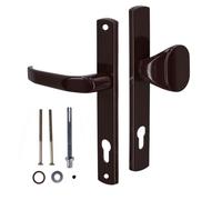 KOTARBAU® Juego de Manilla y pomo para Puerta, Manilla de Cilindro de Perfil 92 mm, Manillas de Aluminio - marrón, 2 Manetas, Manijas de Placa Larga, Kit de Montaje Incluido, Picaporte con pomo