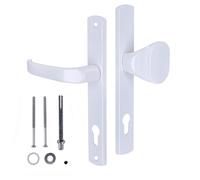 KOTARBAU® Juego de Manilla y pomo para Puerta, Manilla de Cilindro de Perfil 92 mm, Manillas de Aluminio - Blanco, 2 Manetas, Manijas de Placa Larga, Kit de Montaje Incluido, Picaporte con pomo
