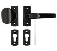 KOTARBAU® Juego de Manilla y pomo para Puerta, Manillas de Puerta con Placa Corta, Manillas de Aluminio ZnAl - Negro, 2 Manetas, Manijas diseño clásico, Manilla con Tirador pomo