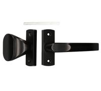 KOTARBAU® Juego de Manilla y pomo para Puerta, Manillas de Puerta con Placa Corta, Manillas de Aluminio ZnAl - Negro, 2 Manetas, Manijas diseño clásico, Manilla con Tirador pomo