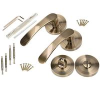 KOTARBAU® Juego de manillas con roseta redonda, Manivelas con condena, Manilla bronce, latón envejecido de zamak, Manillas, Manetas, Picaportes para puertas interiores de baño, Manijas con pestillo